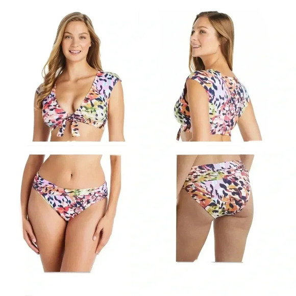 BLEU BY ROD BEATTIE TOP AND SARONG-WAIST HIPSTER BIKINI BOTTOM - Picture 1 of 14